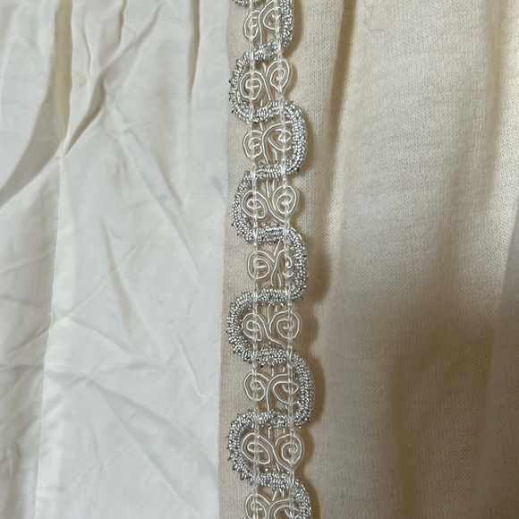 VTG cream knit jacket with embroidery trim, fully lined, Specialty House size SP - Picture 2 of 7